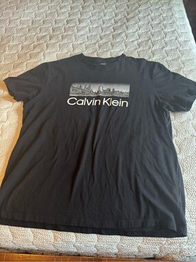 Calvin Klein Black Short Sleeve Tee with Skyline Logo